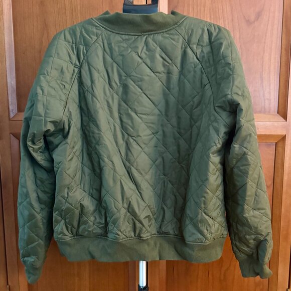 Quilted Bomber Jacket Olive Green Size XL - Picture 2 of 8
